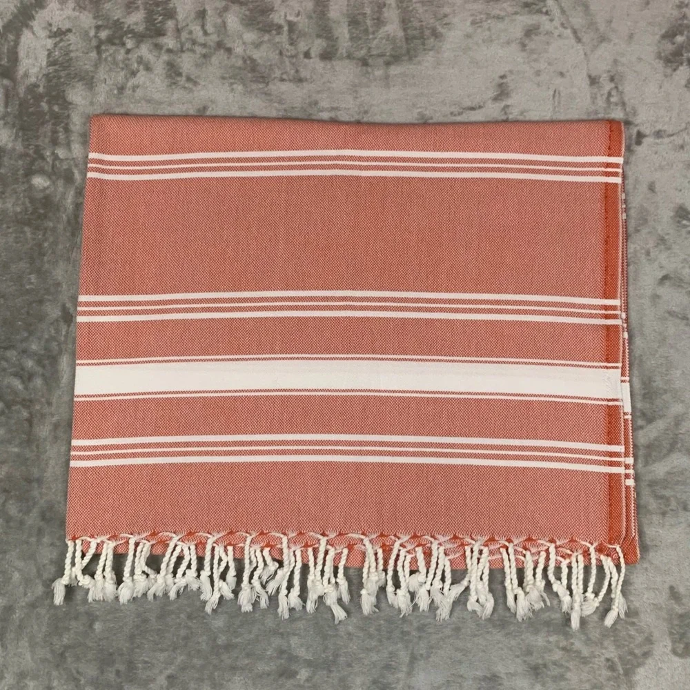Loomed NOLA Organic Cotton Turkish Towel Peshtemal Terracotta Orange Stripe Boho